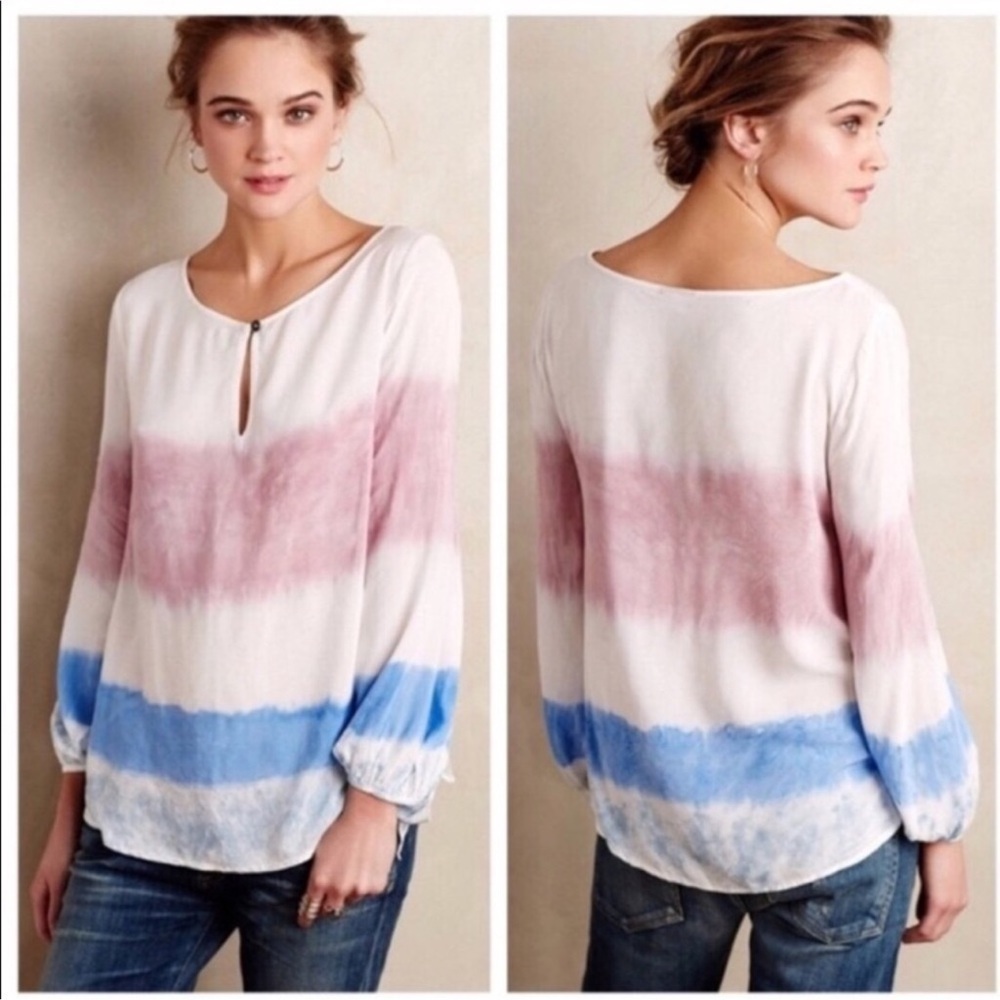 Anthropologie Holding Horses Dip Dyed Peasant Top Size Small